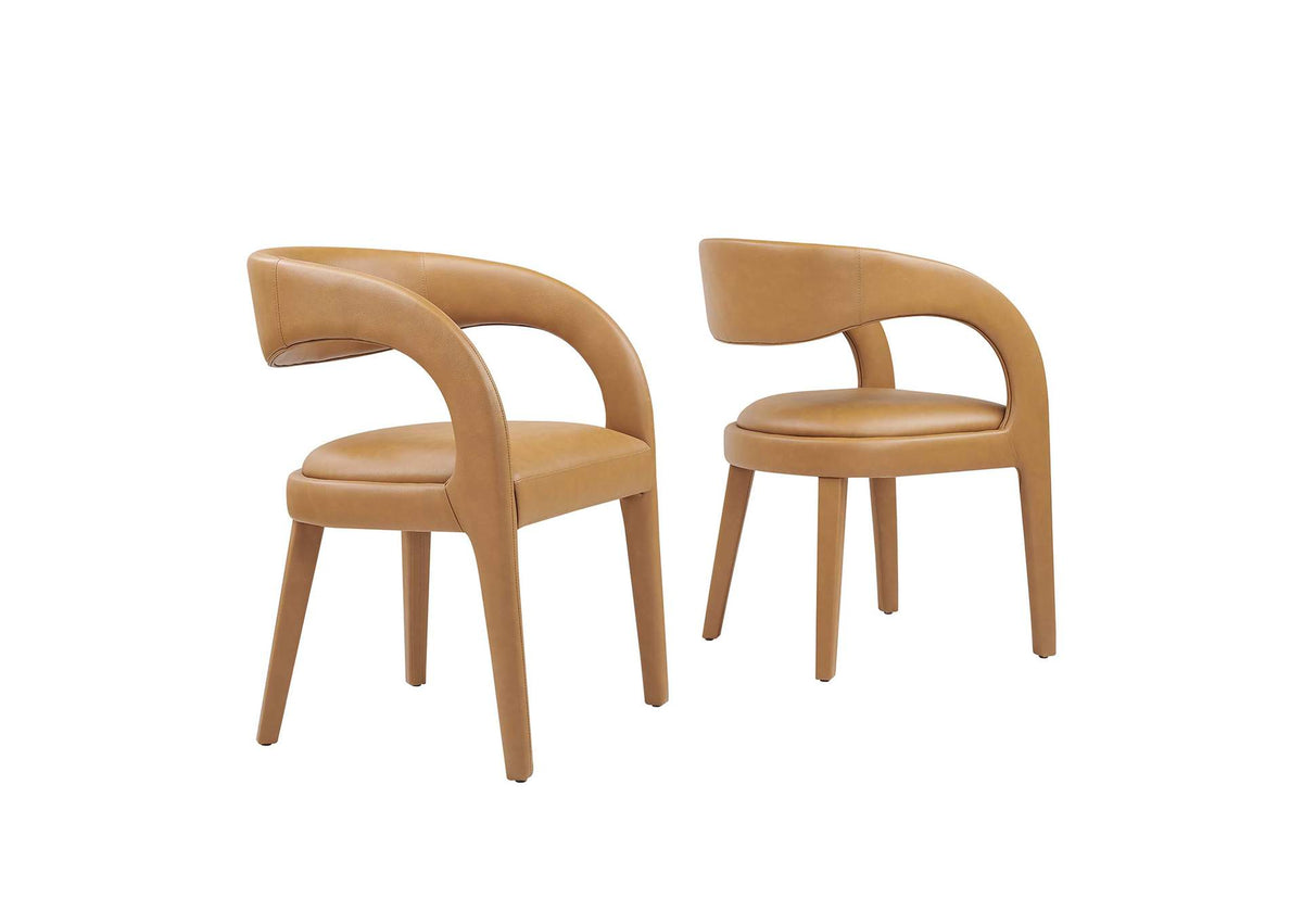 EEI-6561-TAN Pinnacle Vegan Leather Dining Chair Set Of 2 By Modway