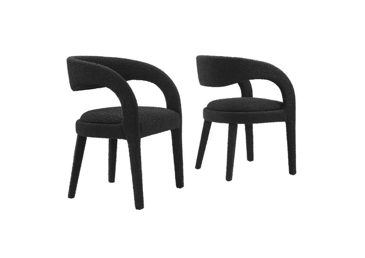 EEI-6562-BLK Pinnacle Boucle Upholstered Dining Chair Set Of 2 By Modway