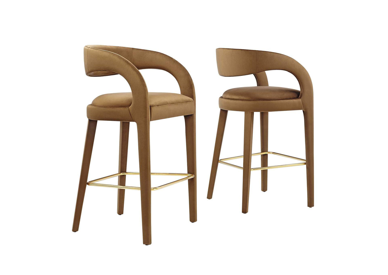 EEI-6569-BRN-GLD Pinnacle Performance Velvet Bar Stool Set Of 2 By Modway