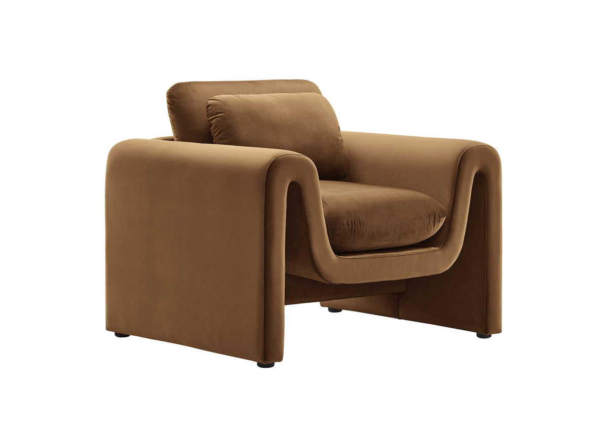 EEI-6576-BRN Waverly Performance Velvet Armchair By Modway