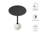 EEI-6606-WHI-BLK Aliza Round White Marble Side Table By Modway