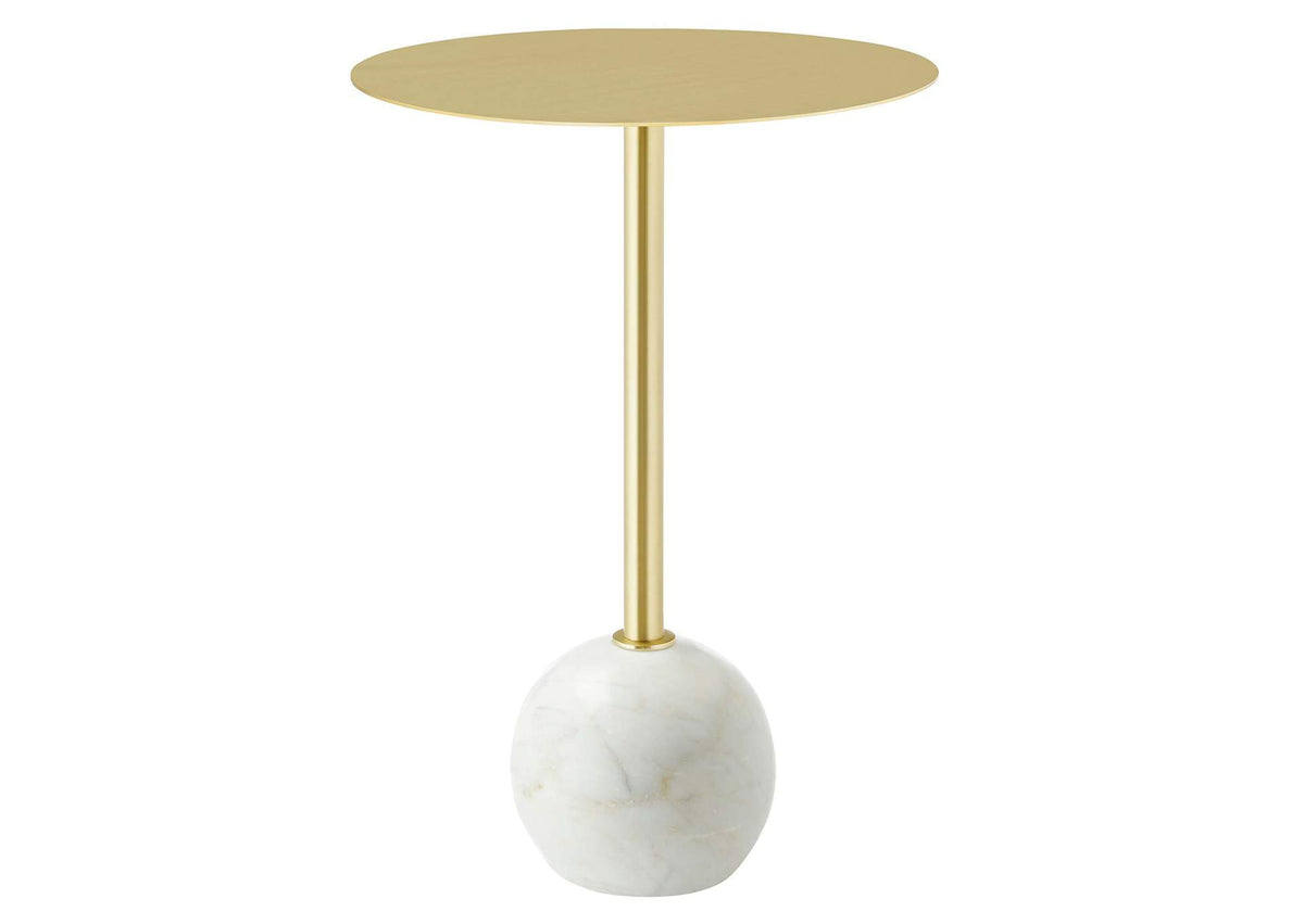EEI-6606-WHI-BRA Aliza Round White Marble Side Table By Modway