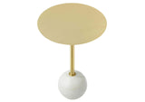 EEI-6606-WHI-BRA Aliza Round White Marble Side Table By Modway