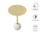 EEI-6606-WHI-BRA Aliza Round White Marble Side Table By Modway