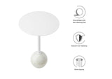 EEI-6606-WHI-WHI Aliza Round White Marble Side Table By Modway