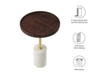 EEI-6607-WHI-WAC Amina Round Acacia Wood Side Table By Modway