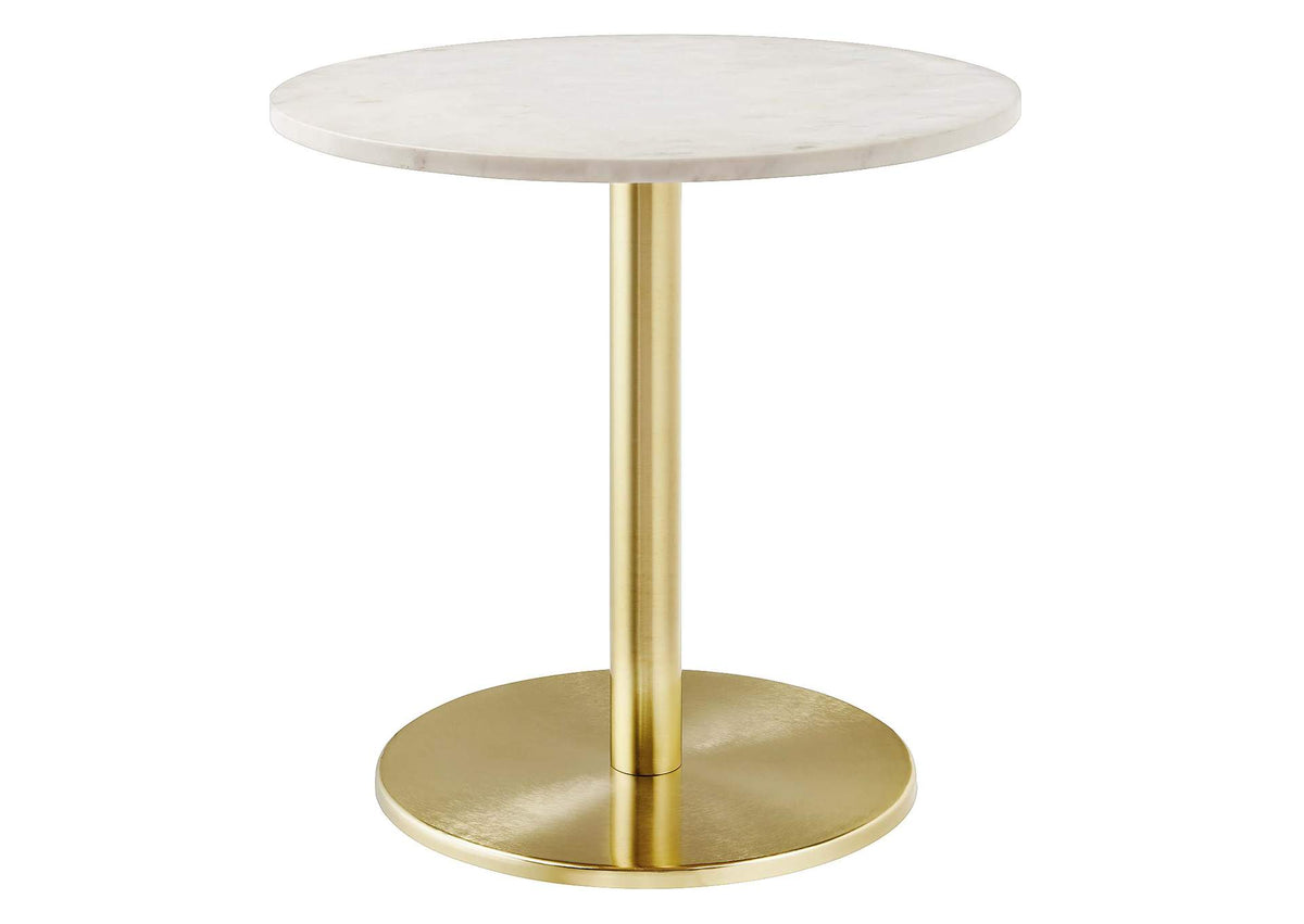 EEI-6609-BRA-WHI Viva Round White Marble Side Table By Modway
