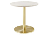 EEI-6609-BRA-WHI Viva Round White Marble Side Table By Modway