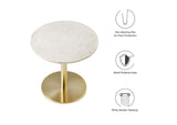 EEI-6609-BRA-WHI Viva Round White Marble Side Table By Modway
