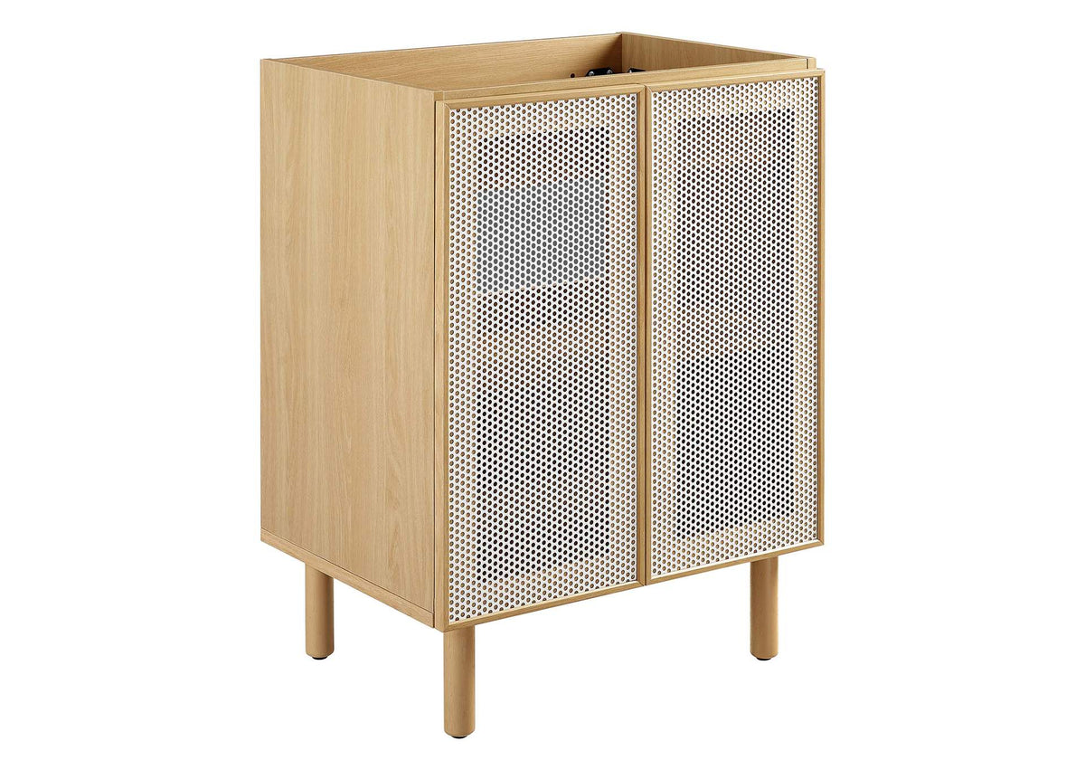EEI-6621-OAK Calla 24" Perforated Metal Bathroom Vanity Cabinet - Sink Basin Not Included - By Modway