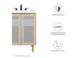 EEI-6621-OAK Calla 24" Perforated Metal Bathroom Vanity Cabinet - Sink Basin Not Included - By Modway