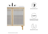 EEI-6622-OAK Calla 36" Perforated Metal Bathroom Vanity Cabinet - Sink Basin Not Included - By Modway