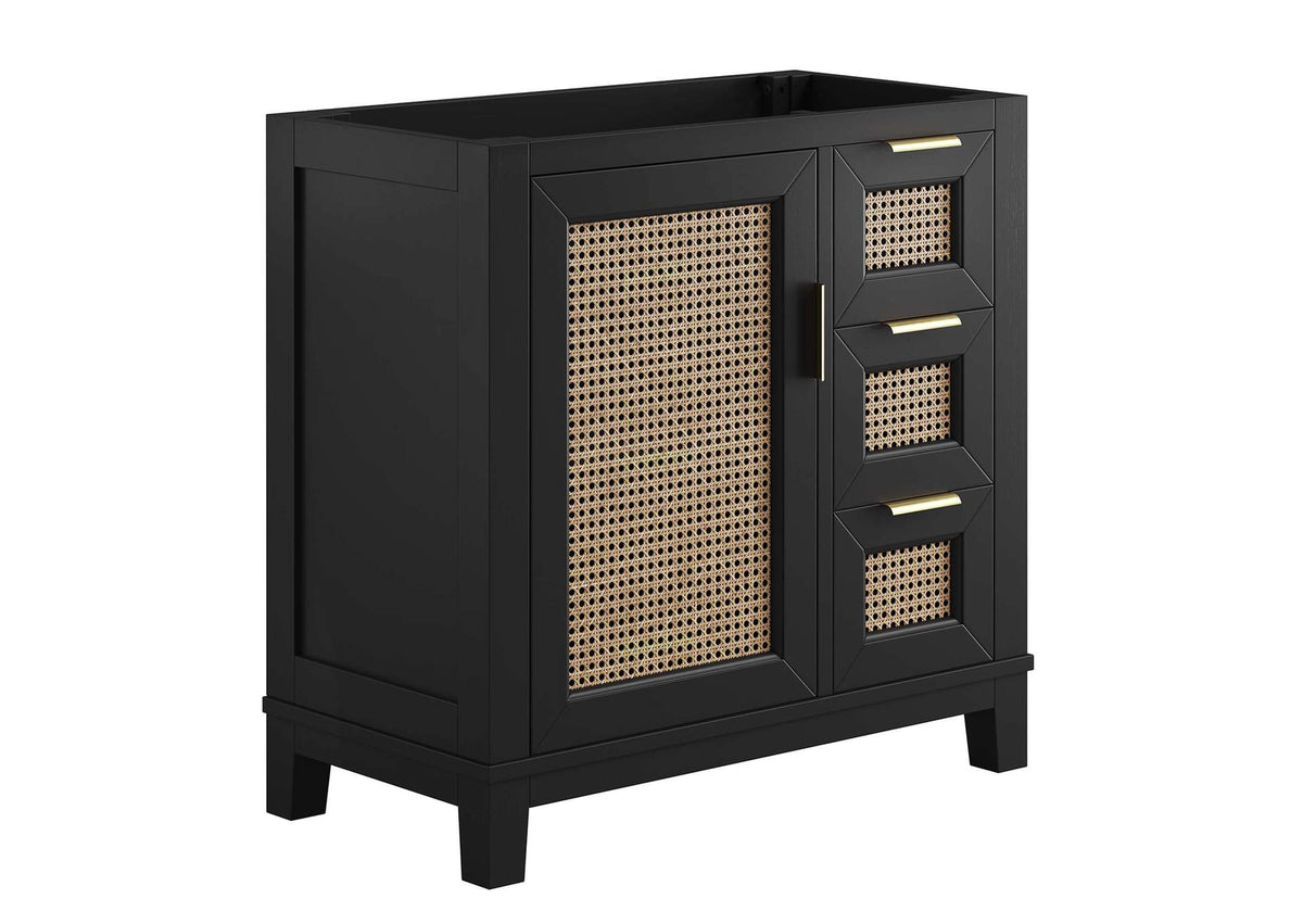EEI-6626-BLK Dixie 36" Solid Wood Bathroom Vanity Cabinet - Sink Basin Not Included - By Modway