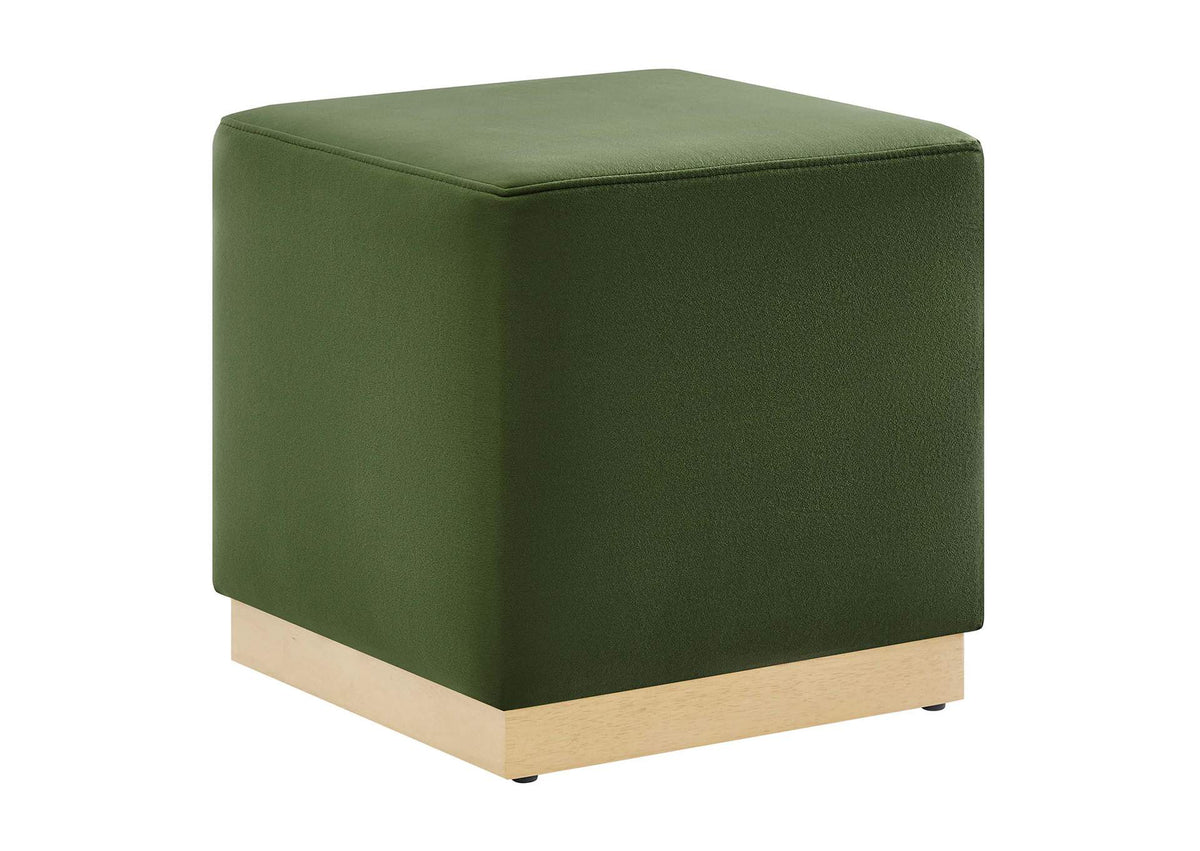 EEI-6640-MOG-NAT Tilden 17" Square Performance Velvet Upholstered Ottoman By Modway