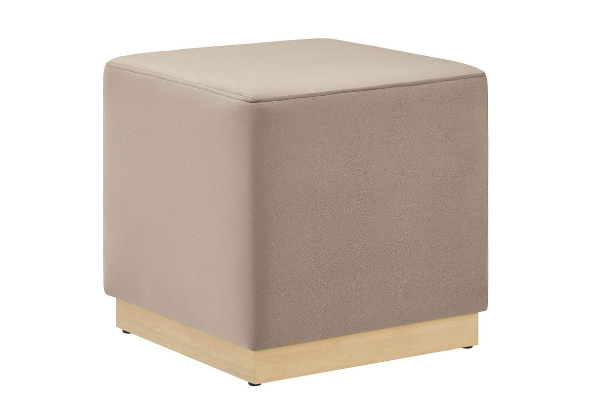 EEI-6640-TAU-NAT Tilden 17" Square Performance Velvet Upholstered Ottoman By Modway
