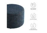 EEI-6645-HEA Callum Large 23" Round Woven Heathered Fabric Upholstered Ottoman By Modway