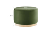 EEI-6646-MOG-NAT Tilden Large 23" Round Performance Velvet Upholstered Ottoman By Modway