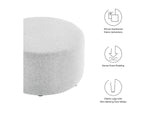 EEI-6647-HLG Callum Large 29" Round Woven Heathered Fabric Upholstered Ottoman By Modway