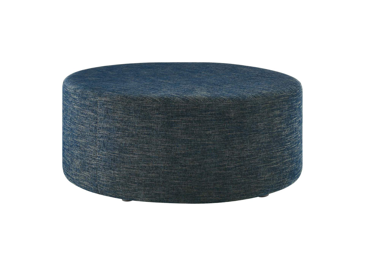 EEI-6649-HEA Callum Large 38" Round Woven Heathered Fabric Upholstered Ottoman By Modway