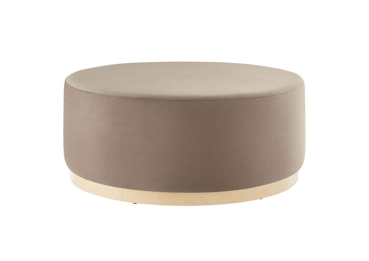 EEI-6650-TAU-NAT Tilden Large 38" Round Performance Velvet Upholstered Ottoman By Modway