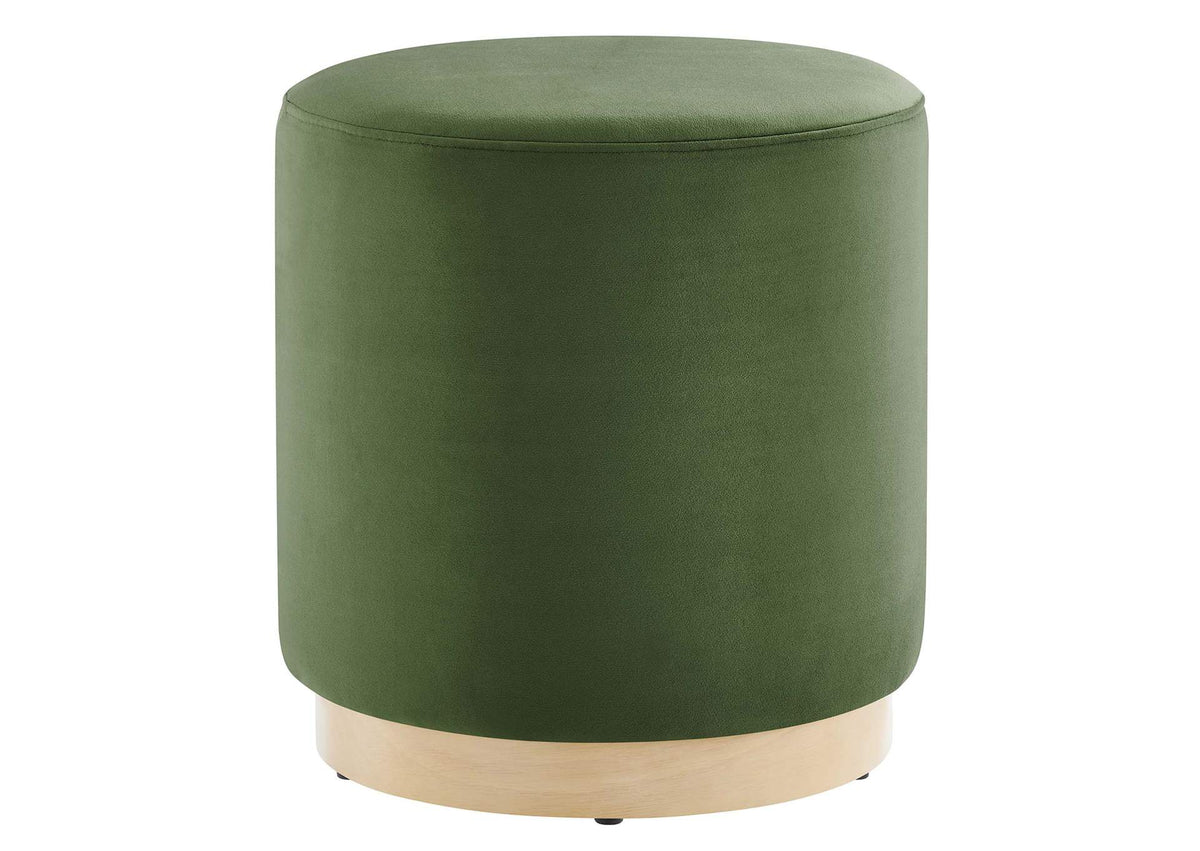 EEI-6652-MOG-NAT Tilden 16" Round Performance Velvet Upholstered Ottoman By Modway