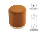 EEI-6652-RUS-NAT Tilden 16" Round Performance Velvet Upholstered Ottoman By Modway