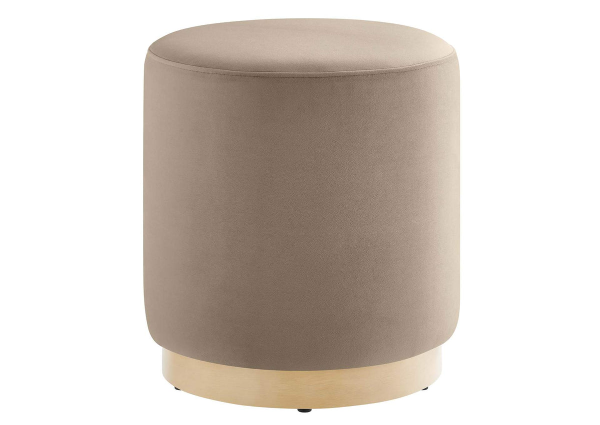EEI-6652-TAU-NAT Tilden 16" Round Performance Velvet Upholstered Ottoman By Modway