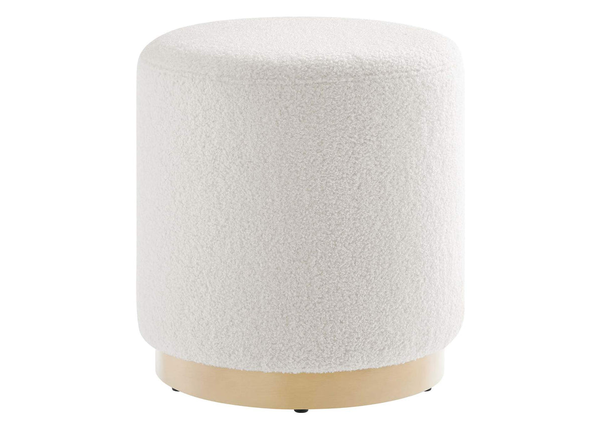 EEI-6653-IVO-NAT Tilden 16" Round Sherpa Upholstered Ottoman By Modway