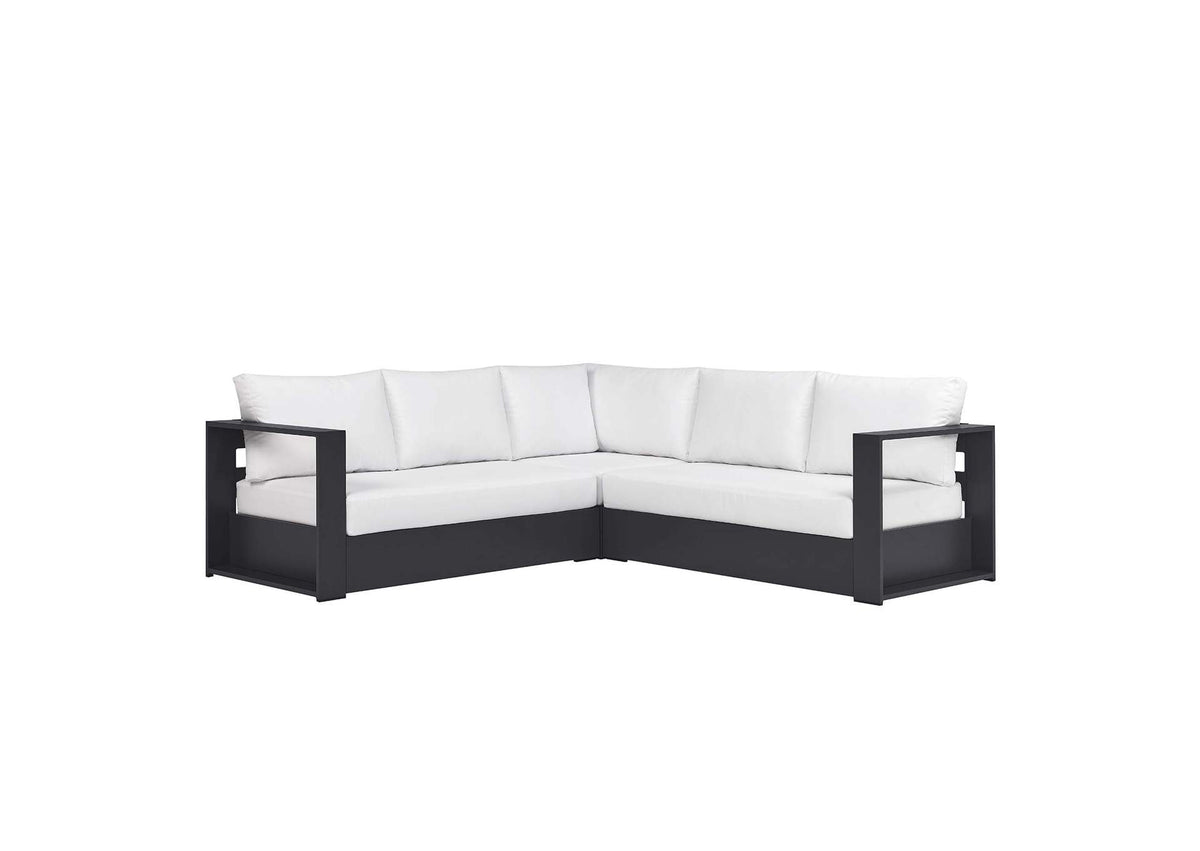 EEI-6668-GRY-WHI Tahoe 3-Piece Outdoor Patio Powder-Coated Aluminum Sectional Sofa Set By Modway