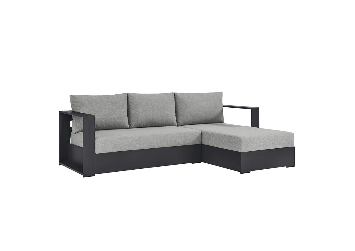 EEI-6669-GRY-GRY Tahoe 2-Piece Outdoor Patio Powder-Coated Aluminum Right-Facing Chaise Sectional Sofa Set By Modway