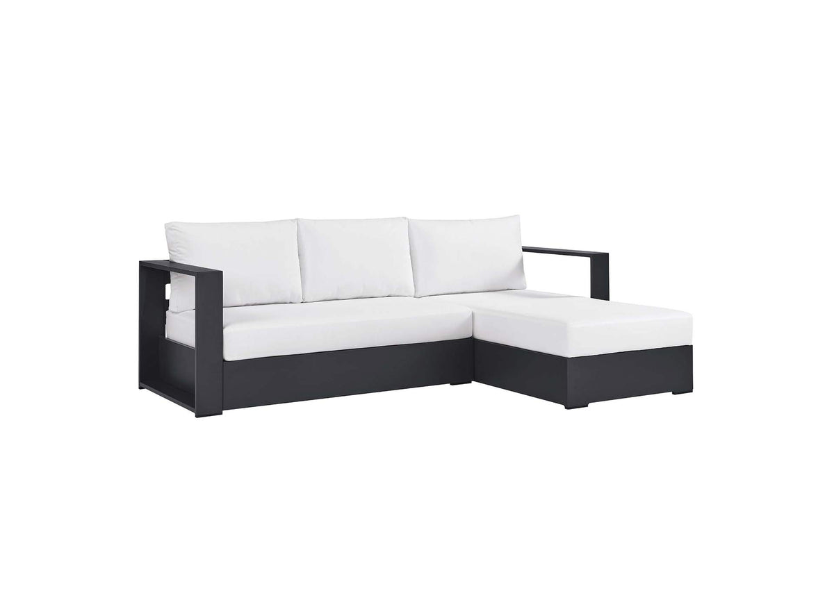 EEI-6669-GRY-WHI Tahoe 2-Piece Outdoor Patio Powder-Coated Aluminum Right-Facing Chaise Sectional Sofa Set By Modway