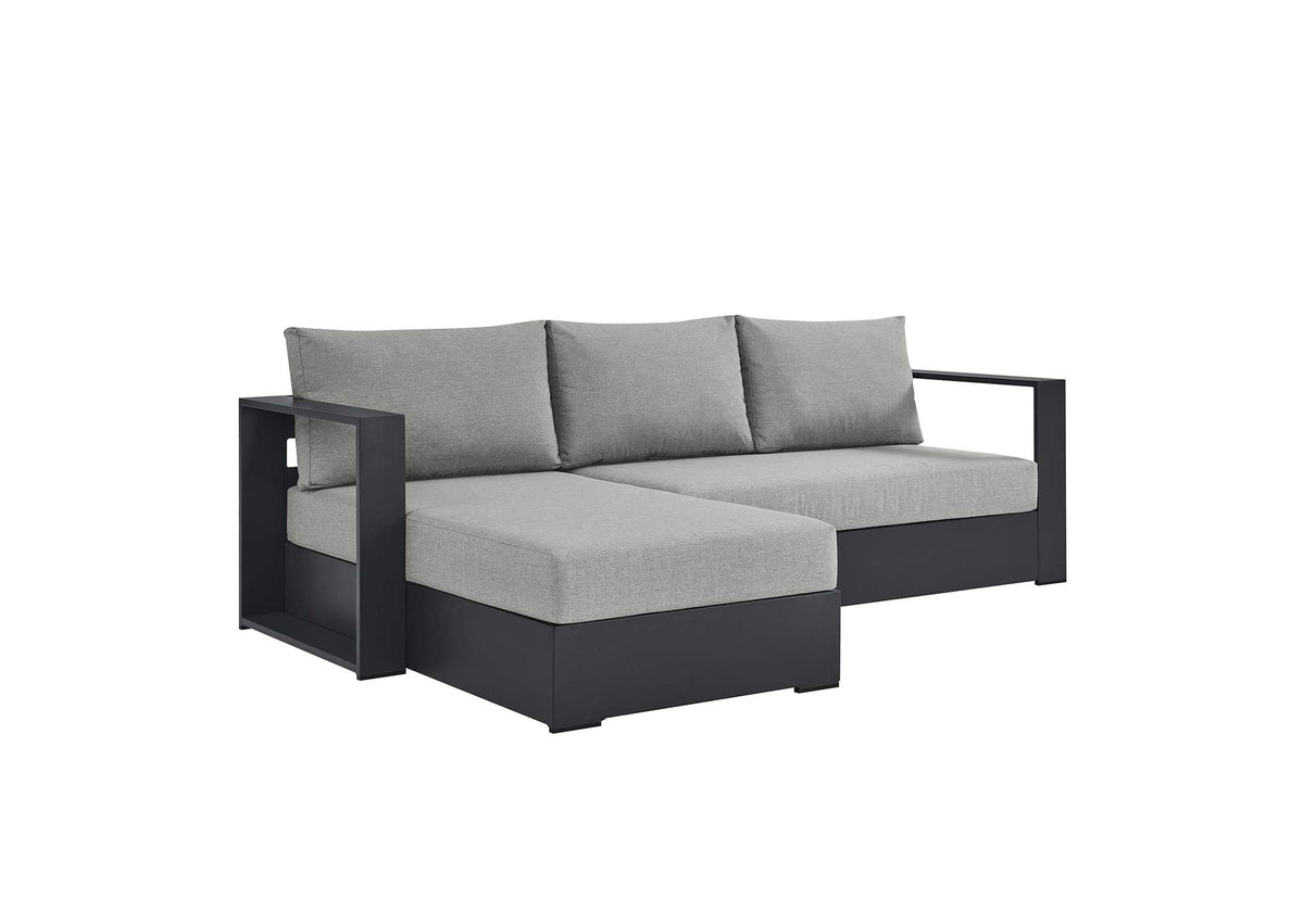 EEI-6670-GRY-GRY Tahoe 2-Piece Outdoor Patio Powder-Coated Aluminum Left-Facing Chaise Sectional Sofa Set By Modway