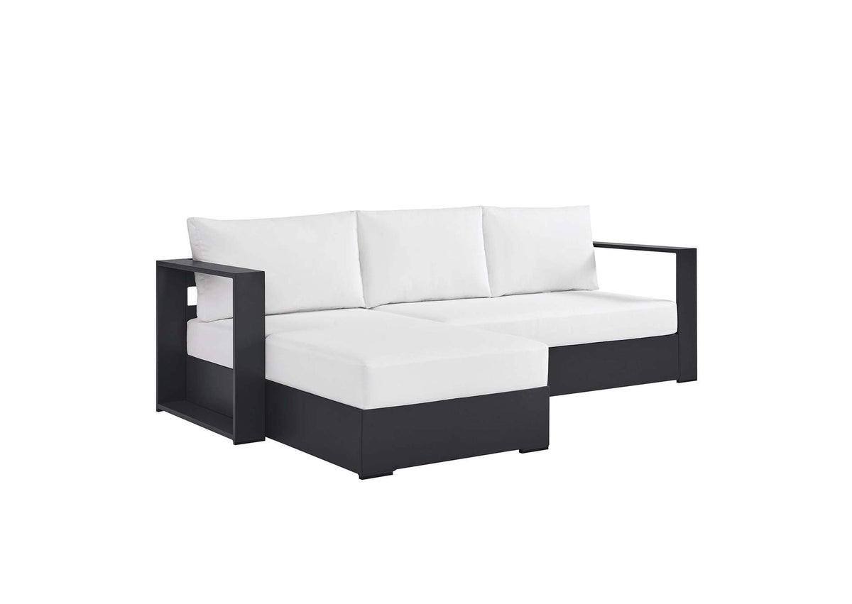 EEI-6670-GRY-WHI Tahoe 2-Piece Outdoor Patio Powder-Coated Aluminum Left-Facing Chaise Sectional Sofa Set By Modway