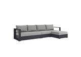 EEI-6671-GRY-GRY Tahoe 3-Piece Outdoor Patio Powder-Coated Aluminum Right-Facing Chaise Sectional Sofa Set By Modway