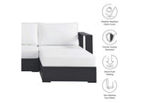 EEI-6671-GRY-WHI Tahoe 3-Piece Outdoor Patio Powder-Coated Aluminum Right-Facing Chaise Sectional Sofa Set By Modway