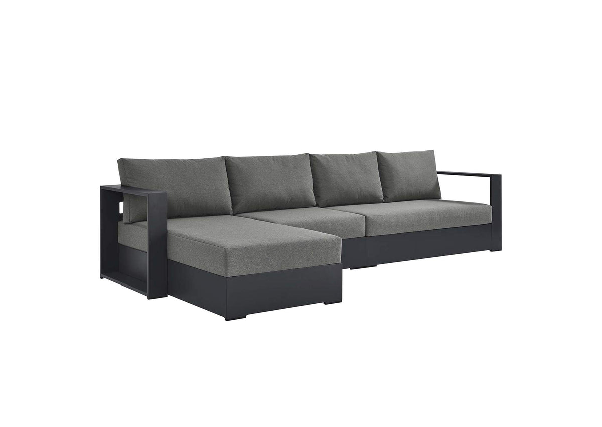 EEI-6672-GRY-CHA Tahoe 3-Piece Outdoor Patio Powder-Coated Aluminum Left-Facing Chaise Sectional Sofa Set By Modway