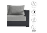 EEI-6672-GRY-GRY Tahoe 3-Piece Outdoor Patio Powder-Coated Aluminum Left-Facing Chaise Sectional Sofa Set By Modway