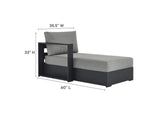 EEI-6672-GRY-GRY Tahoe 3-Piece Outdoor Patio Powder-Coated Aluminum Left-Facing Chaise Sectional Sofa Set By Modway