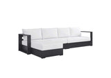 EEI-6672-GRY-WHI Tahoe 3-Piece Outdoor Patio Powder-Coated Aluminum Left-Facing Chaise Sectional Sofa Set By Modway