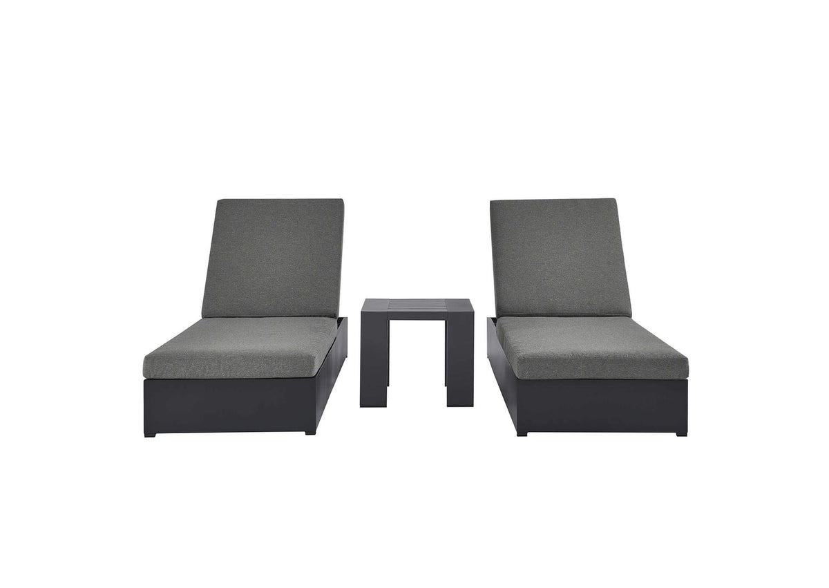 EEI-6673-GRY-CHA Tahoe 3-Piece Outdoor Patio Powder-Coated Aluminum Chaise Lounge Set By Modway