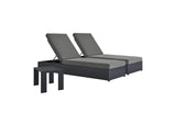 EEI-6673-GRY-CHA Tahoe 3-Piece Outdoor Patio Powder-Coated Aluminum Chaise Lounge Set By Modway