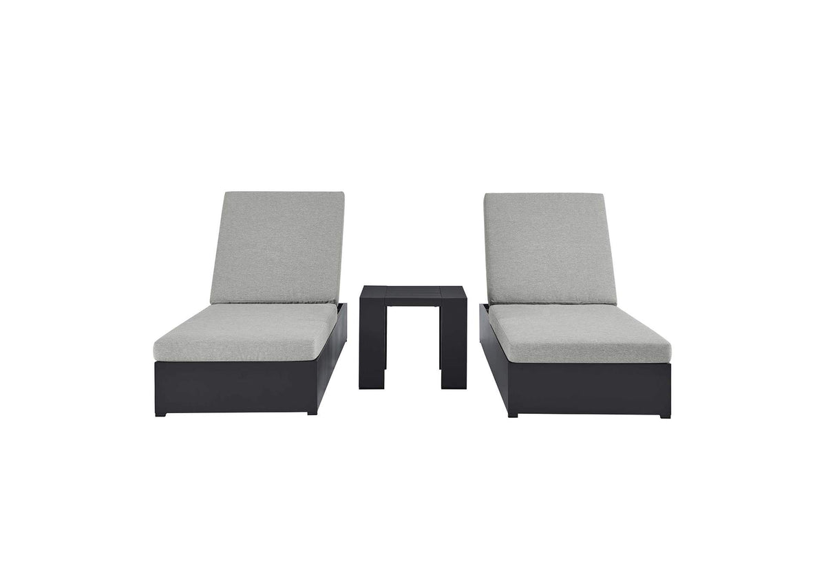 EEI-6673-GRY-GRY Tahoe 3-Piece Outdoor Patio Powder-Coated Aluminum Chaise Lounge Set By Modway