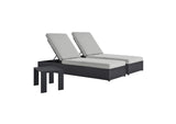 EEI-6673-GRY-GRY Tahoe 3-Piece Outdoor Patio Powder-Coated Aluminum Chaise Lounge Set By Modway