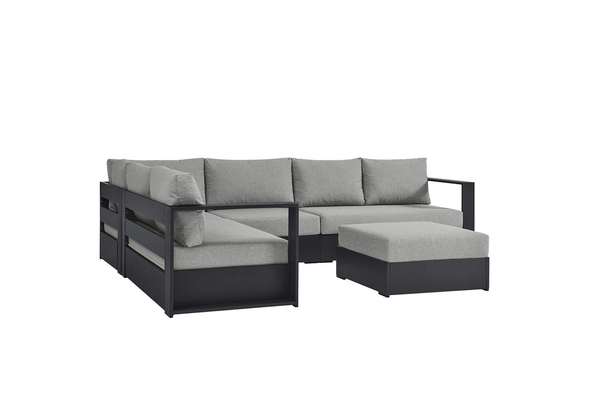 EEI-6674-GRY-GRY Tahoe 5 Piece Outdoor Patio Powder-Coated Aluminum Sectional Sofa Set By Modway