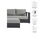 EEI-6674-GRY-GRY Tahoe 5 Piece Outdoor Patio Powder-Coated Aluminum Sectional Sofa Set By Modway