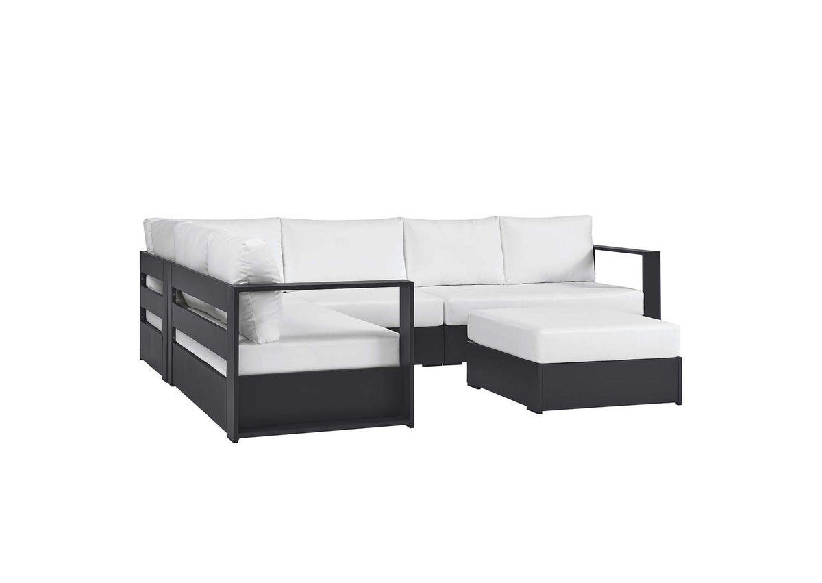 EEI-6674-GRY-WHI Tahoe 5 Piece Outdoor Patio Powder-Coated Aluminum Sectional Sofa Set By Modway