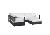 EEI-6674-GRY-WHI Tahoe 5 Piece Outdoor Patio Powder-Coated Aluminum Sectional Sofa Set By Modway