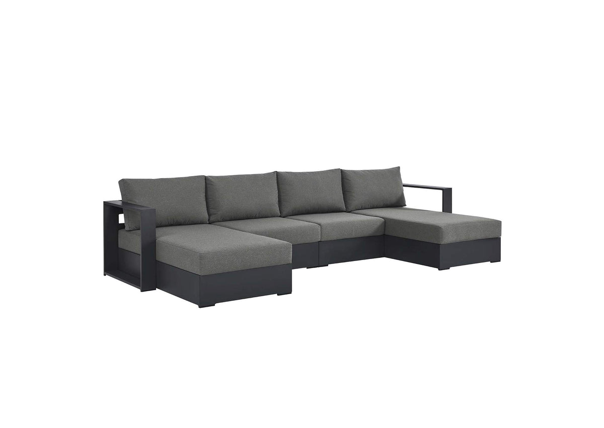 EEI-6676-GRY-CHA Tahoe 4-Piece Outdoor Patio Powder-Coated Aluminum Sectional Sofa Set By Modway