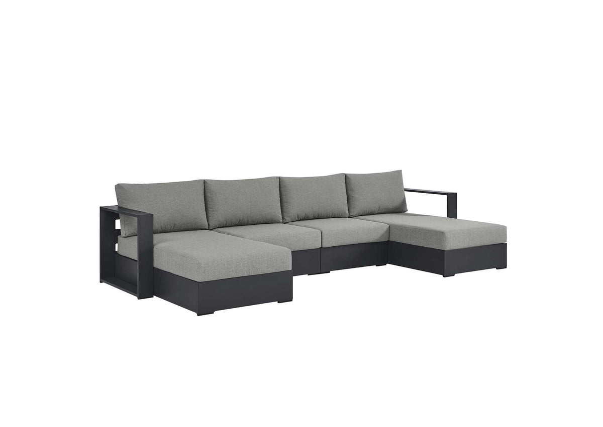 EEI-6676-GRY-GRY Tahoe 4-Piece Outdoor Patio Powder-Coated Aluminum Sectional Sofa Set By Modway