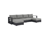 EEI-6676-GRY-GRY Tahoe 4-Piece Outdoor Patio Powder-Coated Aluminum Sectional Sofa Set By Modway